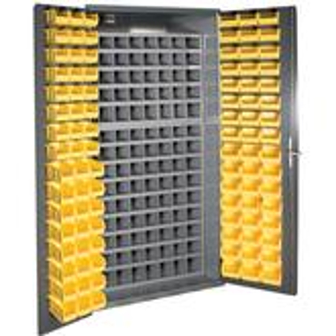 Durham 36 Inch Wide Small Parts Storage with 112 Steel Pigeon Hole Bins