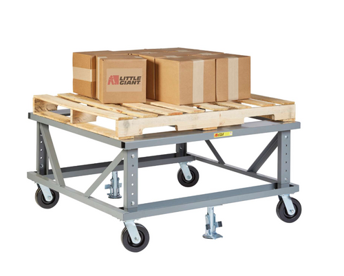Little Giant Ergonomic Adjustable Height Mobile Pallet Stand PDE-4848-6PH2FL