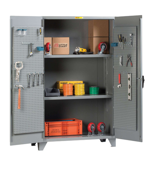 Little Giant High Capacity Storage Cabinet with Pegboard Doors & 2 Adjustable Shelves