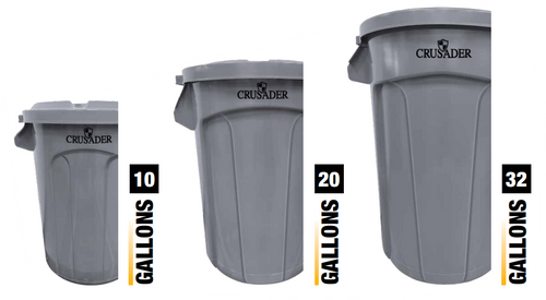 Quantum Crusader Round Trash Cans, 10, 20 and 32 gallons | Material Flow