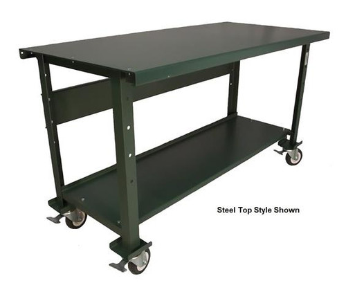 Pollard Brothers Mobile Open Leg Heavy Duty Workbench - Steel Top