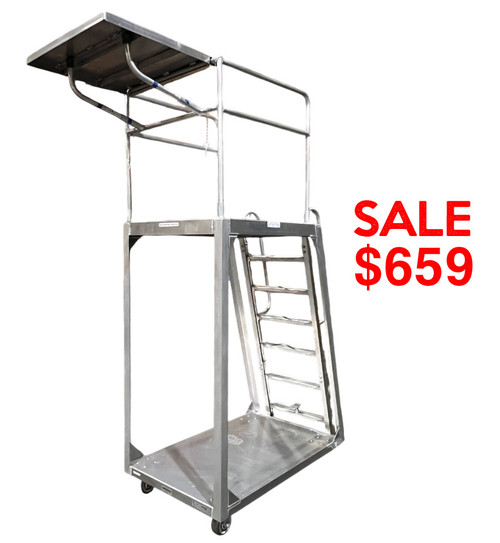 Aluminum High Reach Ladder Cart with Storage Platform Sale Aluminum High Reach Ladder Cart with Storage Platform Sale