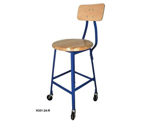 Pollard Brothers Industrial Shop Stools - Wood Seat with Backrest SWIVEL Pollard Brothers Industrial Shop Stools - Wood Seat with Backrest SWIVEL