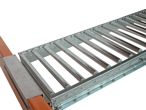 Keneco Beamtrack roller conveyor carton flow system installed in pallet rack