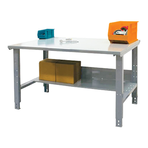 Material Flow Adjustable Height Industrial Workbenches with Lower Shelf