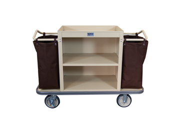 Standard Housekeeping Cart - 2 Shelf and 2 Bags Beige
