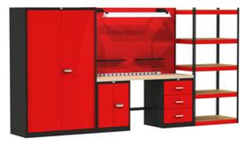 Fort Knox Modular Utility Workbench - Mixed Storage System With Wood Top, Model FKMIXEDSTOR-LG-M