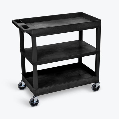 Luxor EC121HD in black 32x18 Cart Two Tub/Middle Flat Shelves Luxor EC121HD in black 32x18 Cart Two Tub/Middle Flat Shelves