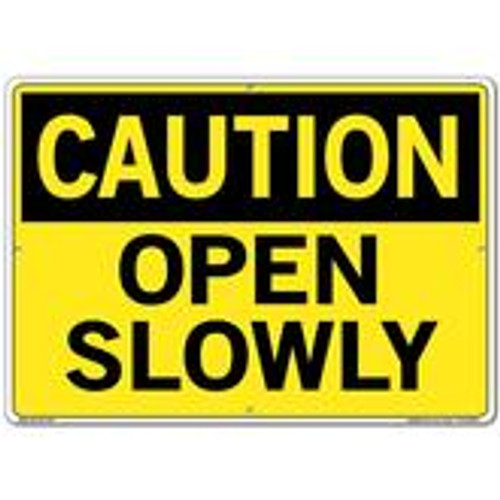 Vestil Sign - Caution Open Slowly