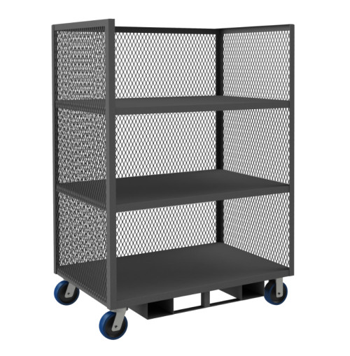 Durham 3 Sided Mesh Truck with 3 Shelves and Forklift Pockets