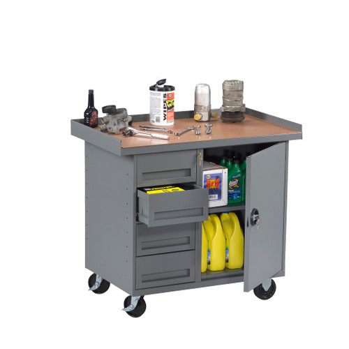 Tennsco MB-1-2542 Mobile Workbench with 4 Drawers and Cabinet