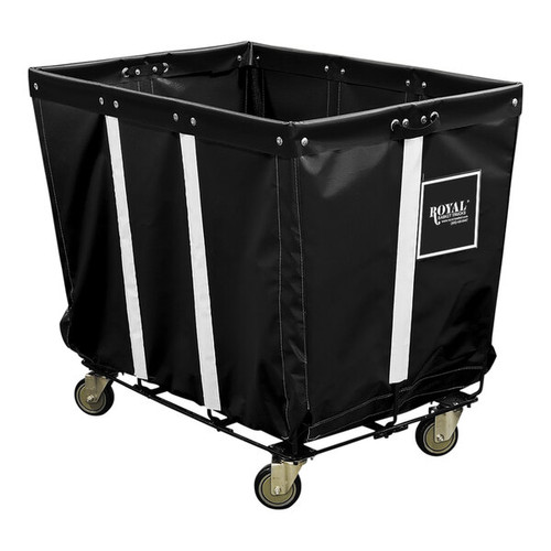 Permanent Liner Vinyl Basket Truck with Wire Base - 14 Bushel Black