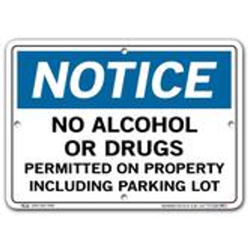 Vestil Notice No Alcohol or Drugs Permitted on Property