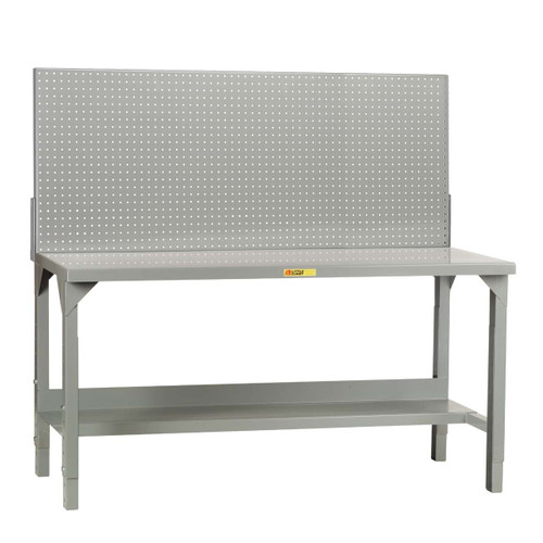 Little Giant WST2-3060-AH-PB Adjustable Height Welded Workbench With Pegboard & Lower Shelf