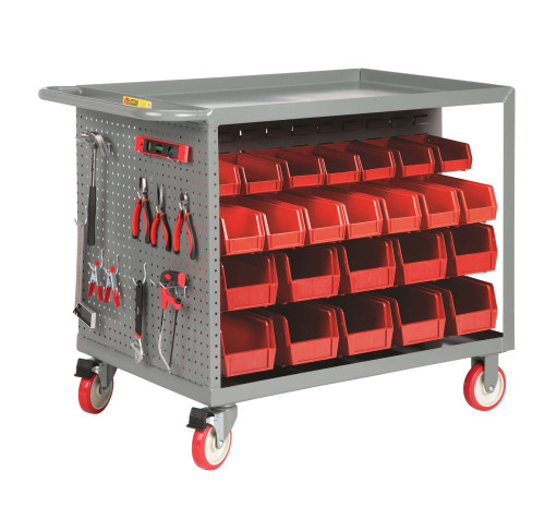 Little Giant Bin Cart with Pegboard Tool Storage