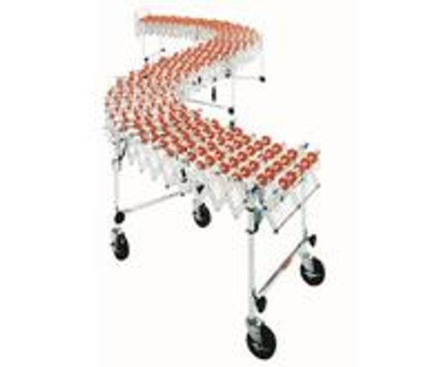 Medium Duty Accordion Wheel Conveyors - 24 Inch Widths - Red Nylon Wheels Medium Duty Accordion Wheel Conveyors - 24 Inch Widths - Red Nylon Wheels