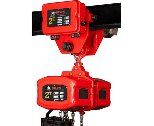 Bison Single Phase Electric Chain Hoist With Motorized Trolley 