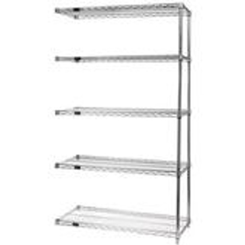 Quantum Genuine Wire Shelving Stainless Steel Add-On Kit - 5 Shelves 54 Inch High