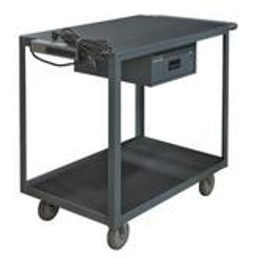 Durham 2 Shelf Instrument Carts with Drawer and Electrical Strip Model No. RSIC-2436-2-5PU-95