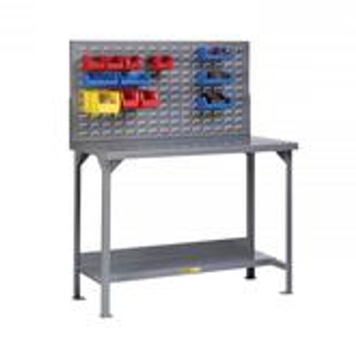Little Giant Welded Steel Workbenches with Back and End Stops and Louvered Panels Model No. WSL2-2448-36-LP Little Giant Welded Steel Workbenches with Back and End Stops and Louvered Panels Model No. WSL2-2448-36-LP