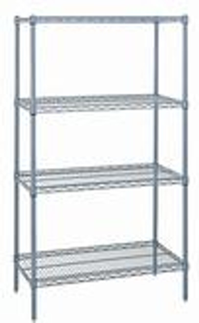 Quantum Genuine Wire Shelving Gray Epoxy Starter Kit - 4 Shelves 63 Inch High Quantum Genuine Wire Shelving Gray Epoxy Starter Kit - 4 Shelves 63 Inch High