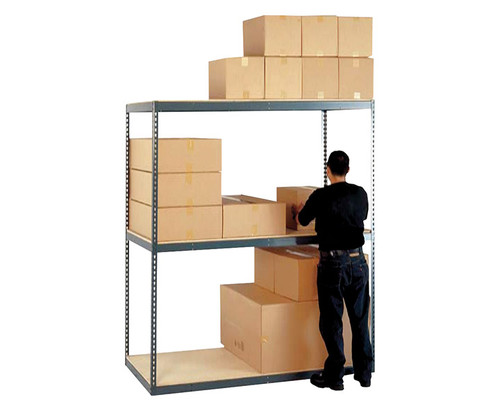 Material Flow Bulk Shelving Racks with Particle Board Decking 72"W x 84"H 3 Shelves Material Flow Bulk Shelving Racks with Particle Board Decking 72"W x 84"H 3 Shelves