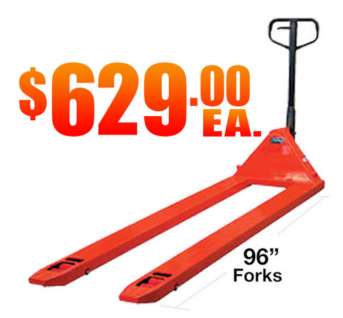 Material Flow CPJ2796 96 Inch Long Extended Reach Pallet Trucks