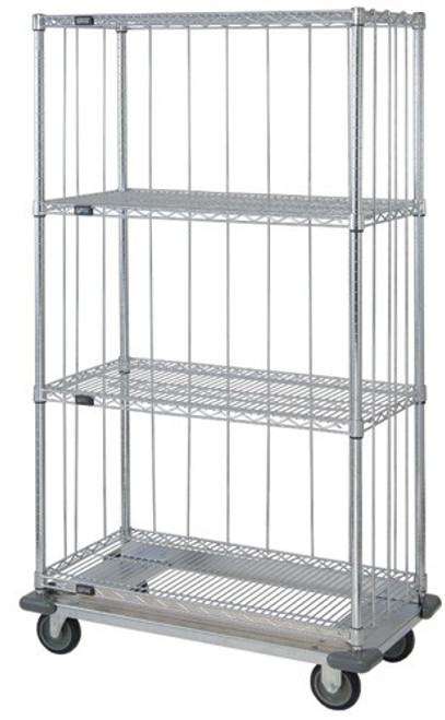 Quantum Dolly Base 3 Sided 4 Shelf Wire Enclosure Cart  MD1836C46RE Quantum Dolly Base 3 Sided 4 Shelf Wire Enclosure Cart  MD1836C46RE