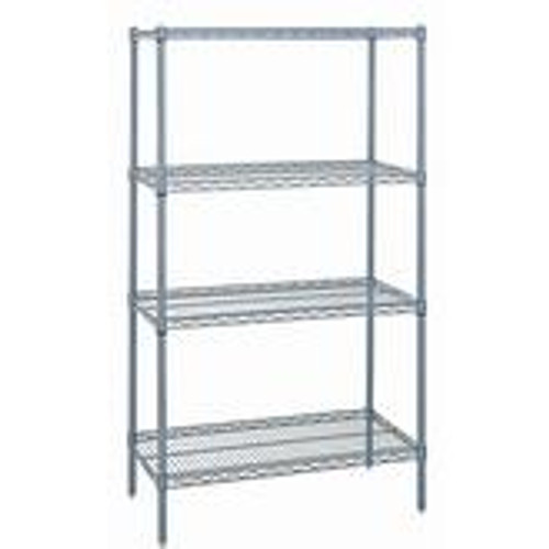 Quantum Genuine Wire Shelving Gray Epoxy Starter Kit - 4 Shelves 74 Inch High Quantum Genuine Wire Shelving Gray Epoxy Starter Kit - 4 Shelves 74 Inch High
