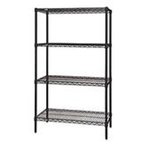 Quantum Genuine Wire Shelving Black Epoxy Starter Kit - 4 Shelves 74 Inch High Quantum Genuine Wire Shelving Black Epoxy Starter Kit - 4 Shelves 74 Inch High