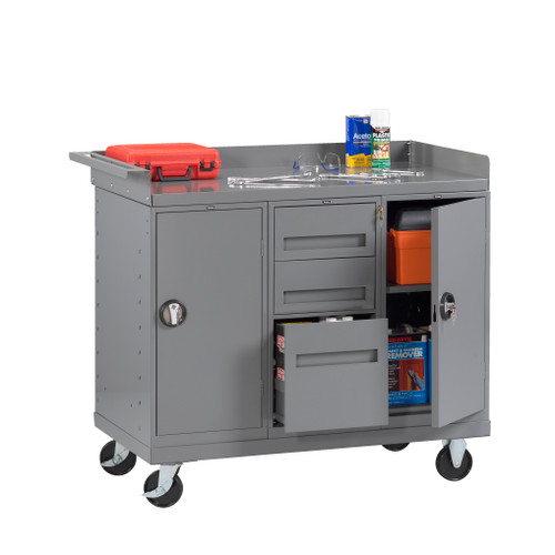 Tennsco MB-6-2545 Mobile Workbench with 2 Cabinets and 3 Drawers