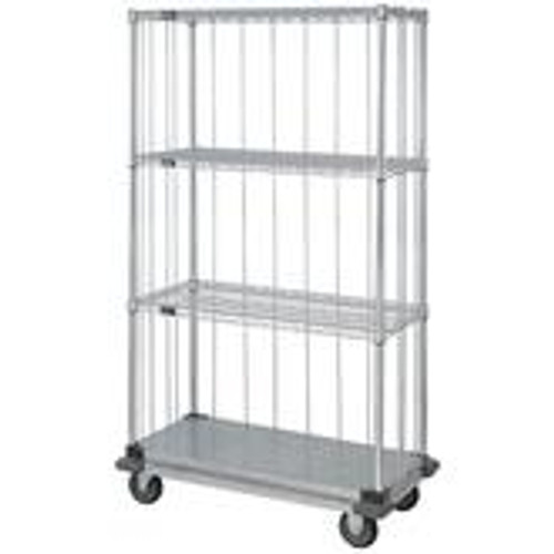 Quantum Dolly Base 3 Sided 3 Wire Shelves Solid Shelf Enclosure Cart Quantum Dolly Base 3 Sided 3 Wire Shelves Solid Shelf Enclosure Cart