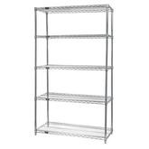 Quantum Genuine Wire Shelving Stainless Steel Starter Kit - 5 Shelves 74 Inch High