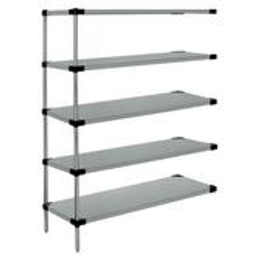 Quantum Stainless Steel Solid Shelving Add-On Kits - 5 Shelves 74 Inch High Quantum Stainless Steel Solid Shelving Add-On Kits - 5 Shelves 74 Inch High