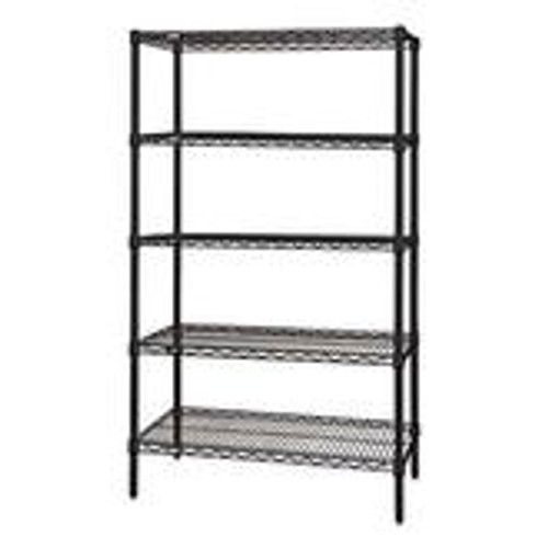 Quantum Genuine Wire Shelving Black Epoxy Starter Kit - 5 Shelves 74 Inch High Quantum Genuine Wire Shelving Black Epoxy Starter Kit - 5 Shelves 74 Inch High