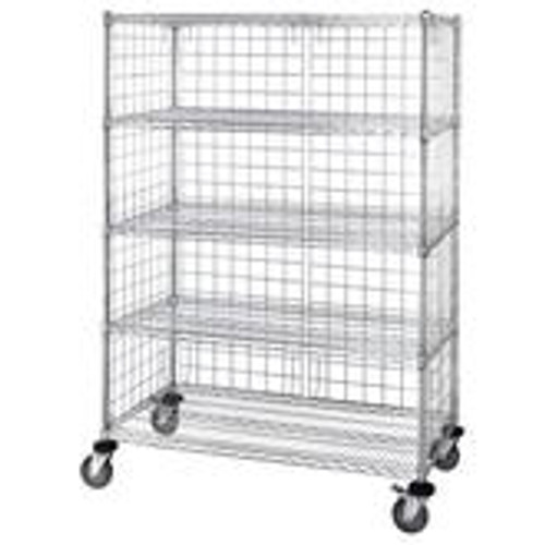 Quantum Chrome 3 Sided 5 Shelf Enclosure Cart with Panels