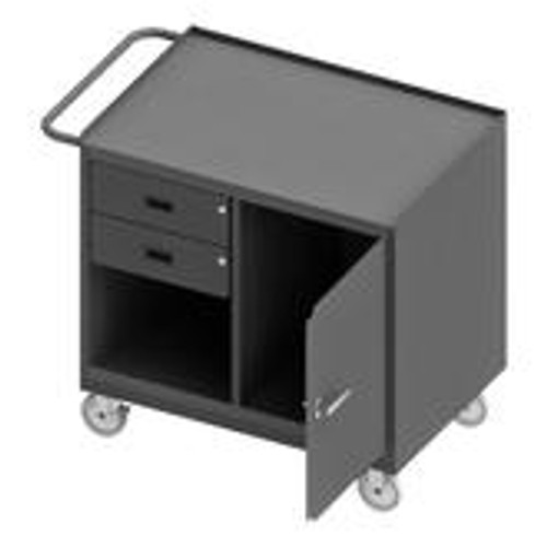 Durham Mobile Bench Cabinet with 1 Door 2 Drawers and Steel Top