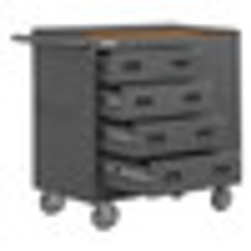 Durham Mobile Bench Cabinet with 4 Drawers 1 Door and Hard Board Top