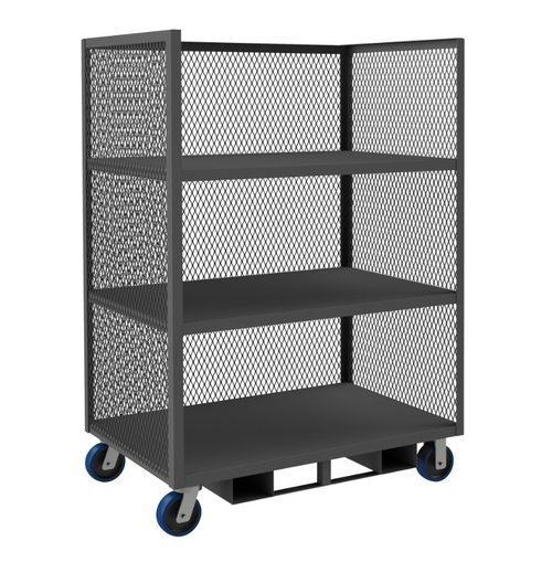 Durham 3 Sided Mesh Truck with 3 Shelves and Forklift Pockets