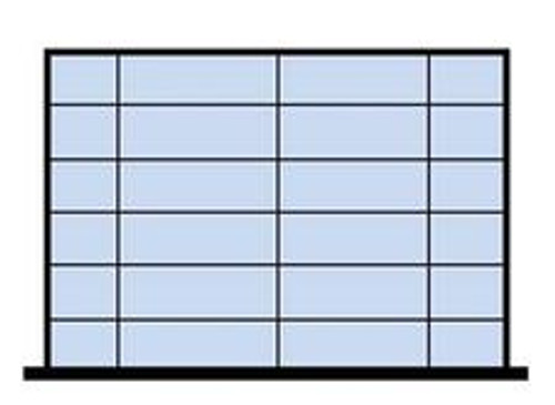 This layout includes: Three partitions and Ten 6"w, ten 10"w dividers