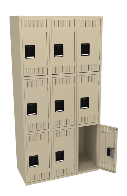 Tennsco Triple Tier Lockers without legs in Sand Tennsco Triple Tier Lockers without legs in Sand