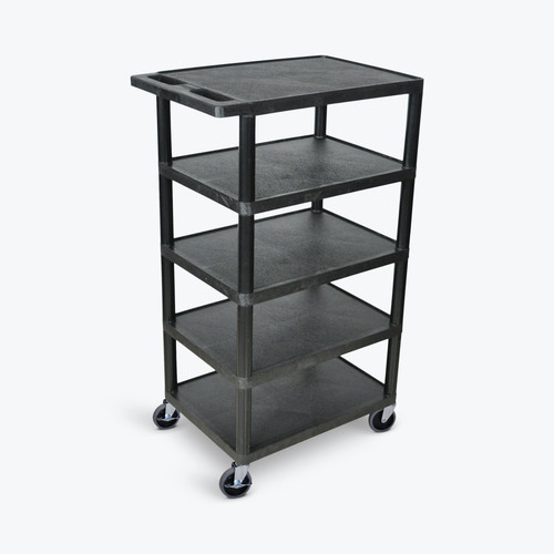 Luxor BC50-B Five Flat-Shelf Structural Foam Plastic Cart