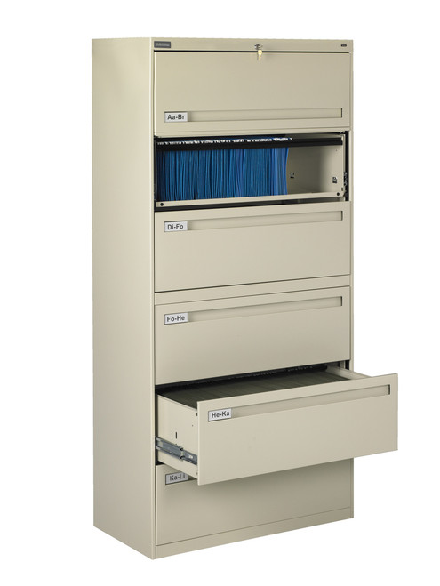 Tennsco 6 HIGH LATERAL FILES - LPL3672L60  (4 Solid-Front Drawers & 2 Retractable Drawer)