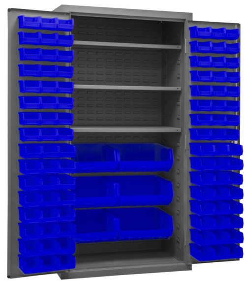 Cabinet - 102 Blue Bins - 3 Shelves - 36 in x 24 in x 72 in