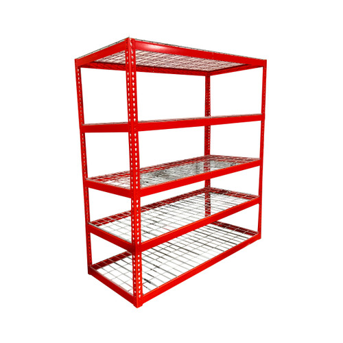 Material Flow Red Bulk Rack - 5 Shelf Units - Wire Shelves