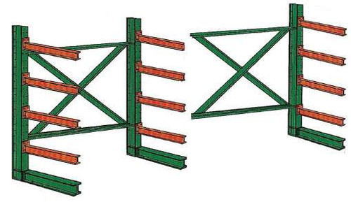 Material Flow Single Sided Structural Cantilever Racking - 16 Ft Column Height