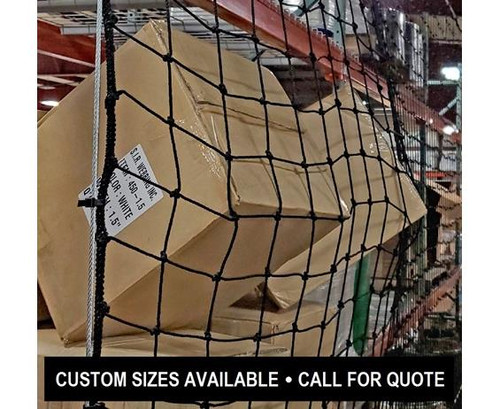Carron Net & Material Flow 144" High Pallet Rack Guard Net Systems - 1.75" Black Square Mesh Netting