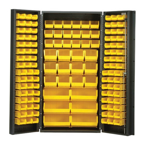 Quantum QSC-36RD 36" Wide All-Welded Bin Cabinet with 132 Yellow Bins Quantum QSC-36RD 36" Wide All-Welded Bin Cabinet with 132 Yellow Bins