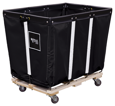 Vinyl Basket Trucks with Wood Base - 4 Bushel - Black - Permanent Liner
