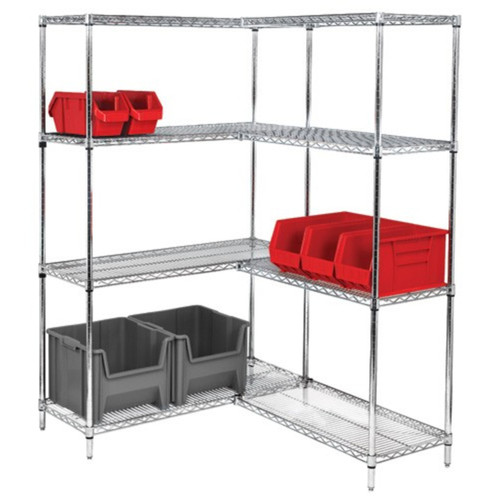 Quantum Genuine Wire Shelving Chrome Add-On Kit - 4 Shelves 74 inch High